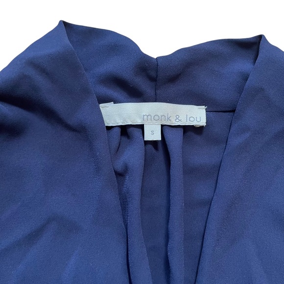 Monk & Lou Navy Blue Blouse Top Size Small - Picture 3 of 6